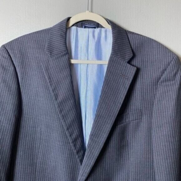 Tommy Hilfiger Blazer Size 42L Gray Pinstripe Preppy Academia Formal Career - Picture 2 of 5